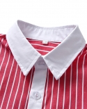 Ropa a rayas para niños de 2 a 7 años, conjunto de camisa de manga corta con cuello de solapa blanca de verano, aniversario de c