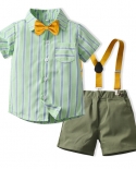 Ropa de verano para niños, camisa de manga corta con solapa de bolsillo a rayas, conjunto de tirantes para niños de 1 a 6 años, 