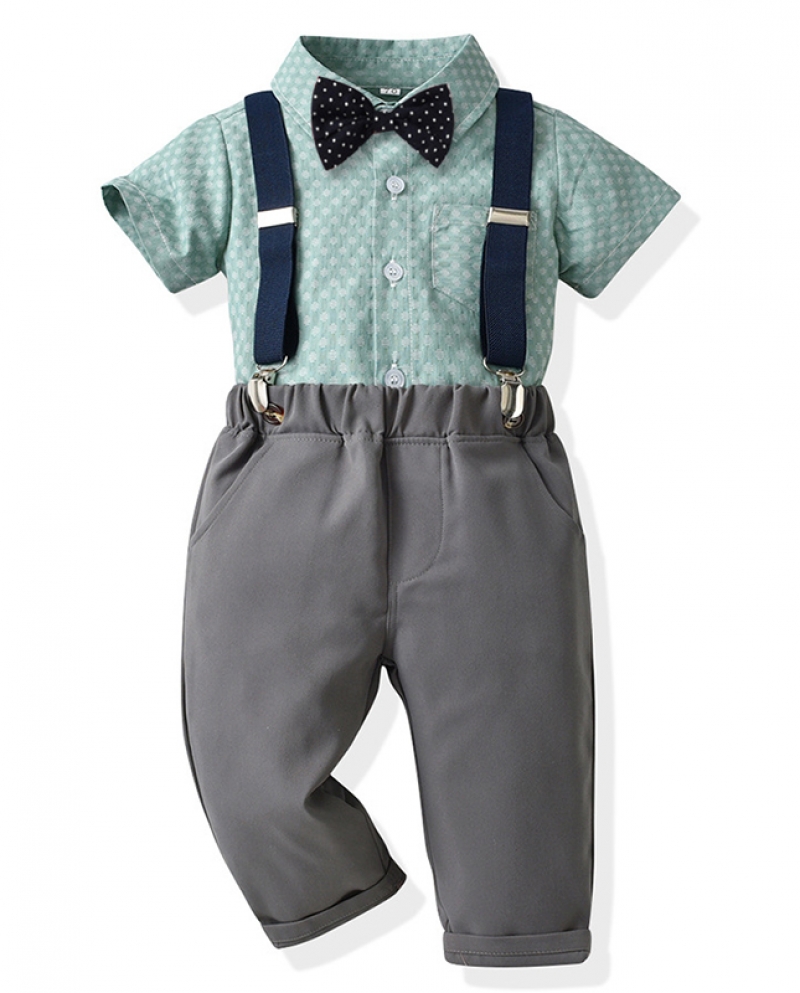 1 2 3 4 5 6 7 anos menino roupas de verão manga curta lapela camisa com calças sólidas fantasia de desempenho infantil crianças 