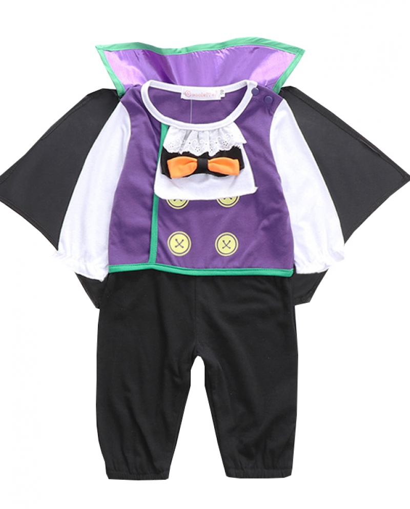 26 90 3 18 mois garcons Festival tenues bebe automne Patchwork Vampire Costume infantile pull barboteuse Halloween Style Bab Description