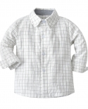 Ropa Formal de primavera y otoño para niños pequeños, camisa de solapa a cuadros que combina con todo, pantalones grises a rayas