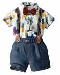 Infant Boy Summer Clothes 6 24 Months Children Short Sleeved Romper With Cropped Trousers Baby Sling 4 Pieces Gentleman 