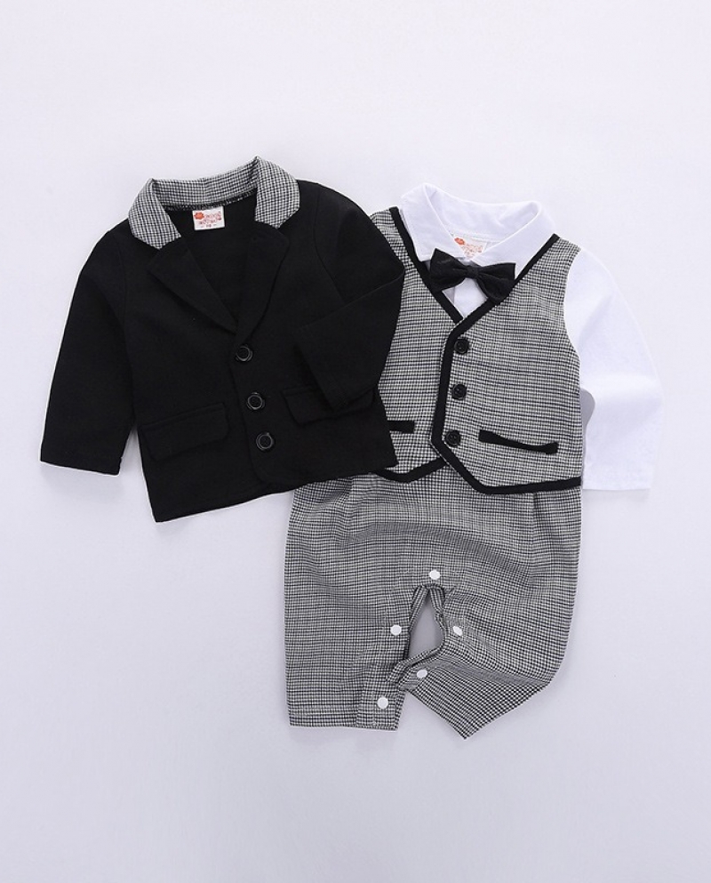 Ins Explosive Baby Clothes Long Sleeve Newborn Clothes 9 12 18 24 Months Cotton New Baby One Piece Gentleman Crawling Cl