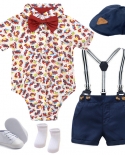 Summer Suit Clothes Infant Baby Boy Outfits Navy Hat Body Shorts Shoes Socks 6 To 24 Months Children Costumeclothing Set
