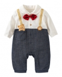 الأولاد ربيع الخريف رومبير ملابس الطفل تصميم حزام وهمية تحمل شعار التطريز الرضع لطيف زي القطن زي f