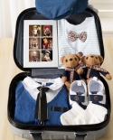 Newborn Summer Fashion Convenient Suitcase Boutique Luxury Gift Box Baby Boys Gentleman Romper Infant Birthday Gift 10 P