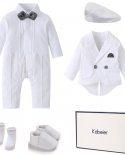 Baby Baptism Boutique Set Boys White Birthday Costume Romper With Portable Gift Box Infant Wedding Suit Newborn Cotton F