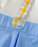 Summer Baby Newborn Clothing Boys Fashion Suits Cotton Children Hat  Jumpsuit  Shoes  Socks 4 Pieces Outfit Blue Cost