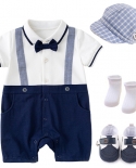 Baby Jumper  Hat  Shoes  Socks Set Newborn Boy Clothes Cotton Summer Children 4 Pieces Outfit Kids First Birthday Gif