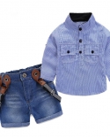 Hot Sell Toddler Children Clothing Set For Boy Sling Strap Casual Costume Shirt  Shorts Kids Clothes Retail Boys Suit S