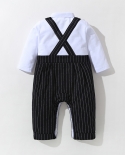Formal Clothes Suit For Newborn Boys Dress Black Hat  Vest  Romper  Shoes  Socks 6 Pieces Outfit Cotton Children Bir