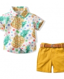 Summer Boys Short Sleeved Shirt Toddler Handsome Casual Coconut Tree Seaside Vacation Lapel Boutique Set Kids Fashion Be
