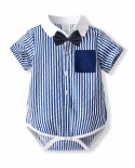 Baby Boys Gentleman Birthday Outfit Infant Wedding Party Gift Striped Romper Suit Toddler Formal Clothing Set Dress  Bab