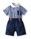 Baby Boys Gentleman Birthday Outfit Infant Wedding Party Gift Striped Romper Suit Toddler Formal Clothing Set Dress  Bab