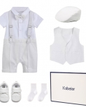 Baby Boys Gentleman Infant Clothes Summer Newborn Gift Box Patchwork Romper 8 Piece Set Formal Birthday Wedding Baptism 