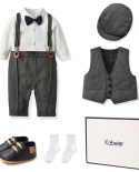 Gift Box Formal Suit For Baby Boy Gentleman Springautumn Clothes Infant Birthday Set Romper With Hat  Anniversary Outfi