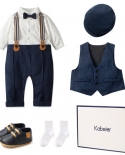 Gift Box Formal Suit For Baby Boy Gentleman Springautumn Clothes Infant Birthday Set Romper With Hat  Anniversary Outfi