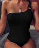 Xpuhgm العلامة التجارية الأسود قطعة واحدة جديد وصول مبطن حلقة ملابس السباحة الإناث بكتف واحد ملابس النساء ثوب السباحة Monokini