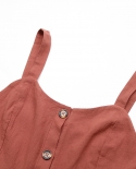 Jim  Nora 2022  Women Spaghetti Strap Sleeveless Backless Bottons Midi Dresses Casual Slit Soild Colour Vestidos Fashio