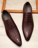 Genuine Leather Dress Shoes Men Black Red Wine Oxford Shoes Lace Up Wedding Occasions For Italian Formal Occasions Offic