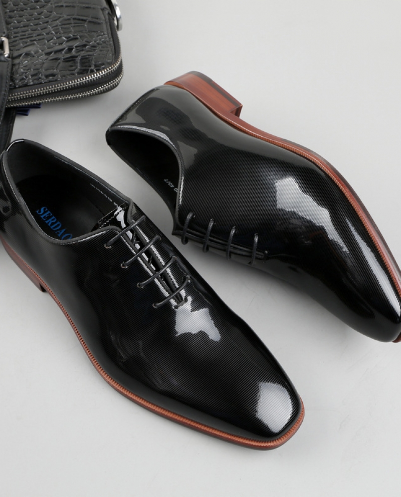 Brand Summer Flat Men Cow Leather Shoes Hand Polishing Lace Up Pointed Toe Office Wedding Formal Dress Shoes Men Oxford 