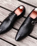 Italian Buckle Genuine Leather Mens Oxford Dress Shoes Male Party Wedding Office Black Brown Brogue Formal Shoesformal S