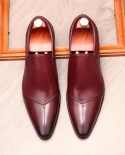 Men Dress Italian Genuine Leather Shoe Casual Pointed Toe Slip On Formal Wedding Business Shoe Black Coffee Oxford Shoes