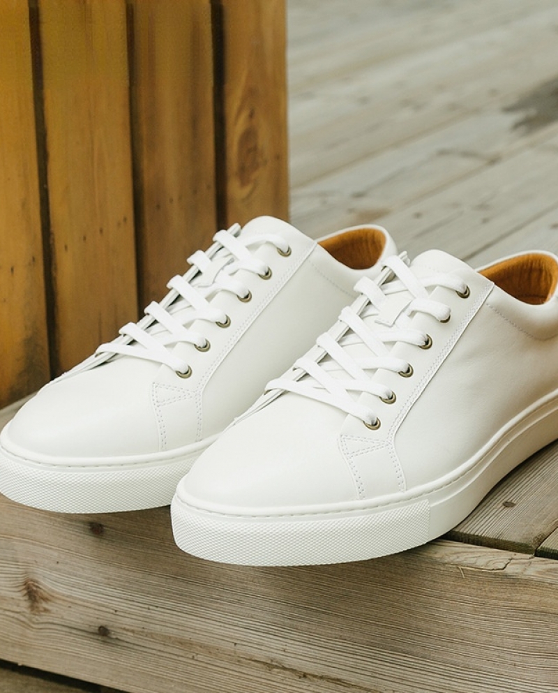Men's New White Leather Lace Up Casual Shoes Couples Large