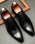  Autumn Men Oxford Leather Dress Shoes Genuine Leather Fashion Flat Wedding Pointed Toe Lace Up Business Formal Party Sh