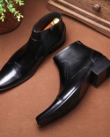  Autumn Early Winter Men Boots Handmade Luxury Genuine Leather Men Formal Shoes 4cm Heels Ankle Botas For Male Plus Size
