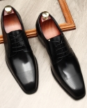  Men Leather Shoes Casual Top Quality Oxfords Geniune Leather Formal Luxury Men Shoes Handmade Square Toe Lace Up Size 4