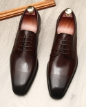  Men Leather Shoes Casual Top Quality Oxfords Geniune Leather Formal Luxury Men Shoes Handmade Square Toe Lace Up Size 4