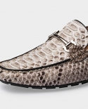 Luxury Python Shoes For Men Real Leather Handmade Quality Loafers Slip On No Laces Comfortable  Casual Snakeskin Driving