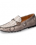 Luxury Python Shoes For Men Real Leather Handmade Quality Loafers Slip On No Laces Comfortable  Casual Snakeskin Driving