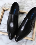  Italian Slip On Men Shoes Genuine Leather Pointed Toe Black Brown Luxury Wedding Business Casual Male Dress Shoes Size 