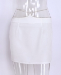 Women Satin Skirt Chain Waist Solid  Y2k Mini Skirt Faldas Mujer Casual Party Streetwear Slim Chic Vestidos Elegant Skir