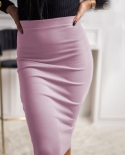 Falda hasta la rodilla a la moda para mujer, faldas informales de cintura alta Ol, falda de tubo ceñida al cuerpo elegante, mini