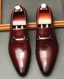 2022 Summer Mens Formal Shoes Luxury Handmade Genuine Leather Slipon Dress Oxford Flat Classic Oxford Buckle Crocodile L