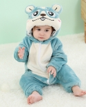 Childrens One Piece Pajamas Flannel Home Clothes Baby Climbing Clothes