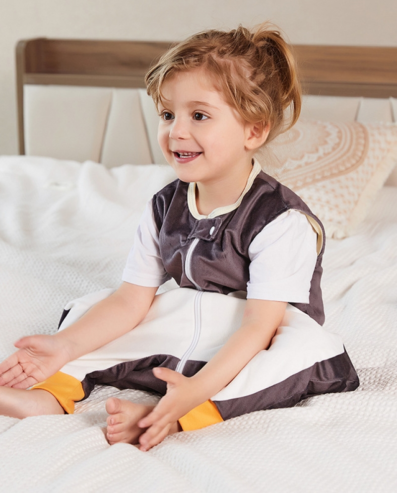Sac de couchage super doux pour enfants Zipper One Piece Split Leg Anti-kick Pyjamas
