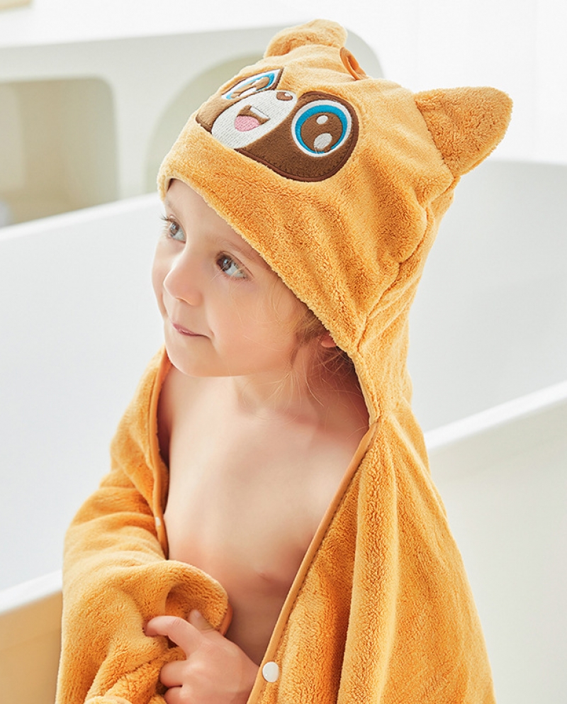 Serviette de literie pour bébé Serviette de bain à capuchon pour enfants Couverture de couleur unie en forme d'animal pour bébé