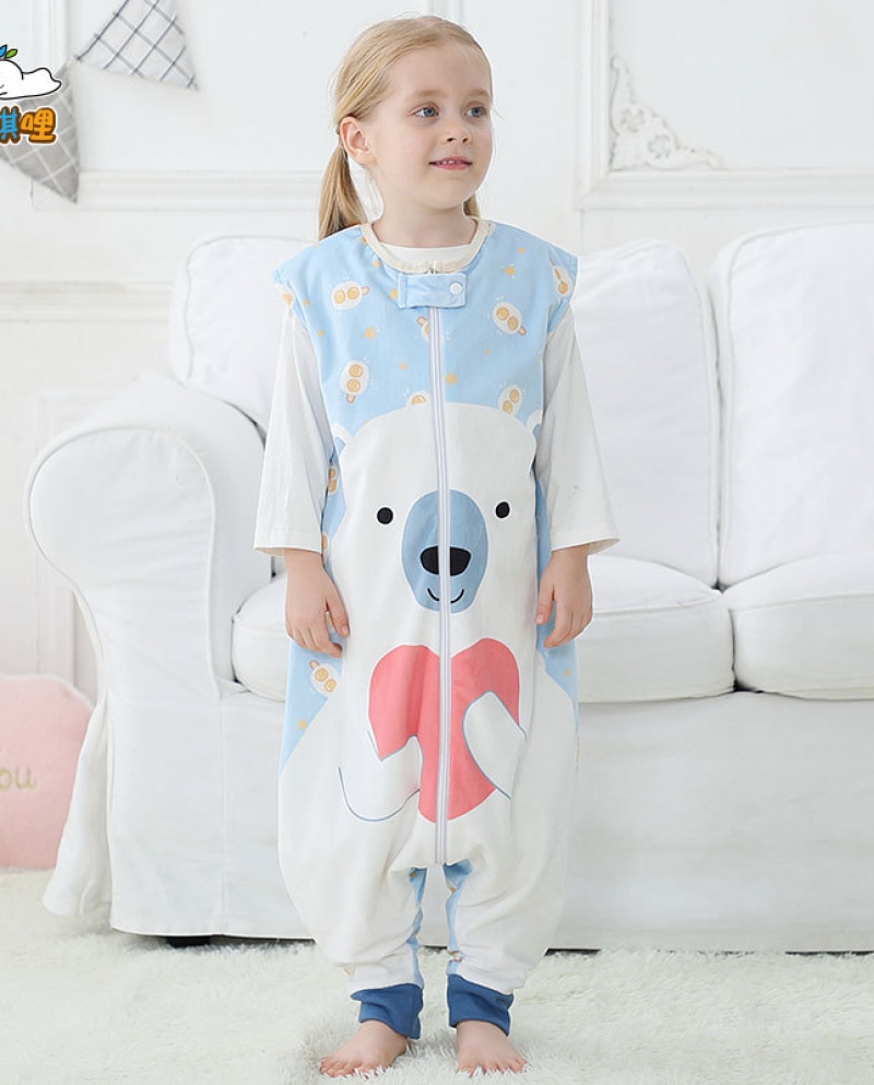 Sac de couchage à jambes fendues pour enfants Couette anti-coup de pied Milieu Pyjama de costume de climatisation super doux pou