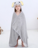 מגבת פוליאסטר לילדים בצורת תינוק בצורת חיה מגבת מגבת רחצה לילדים שמיכה בצבע אחיד