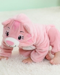Baby Flannel Romper Pink Cat Pajamas القطيفة بذلة