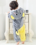 מיכלי פלנל רומפר חליפת טיול לתינוק פלנל לילדים בצורת פיל בגדי גוף ברוח