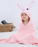 Childrens Hooded Bath Towel Animal Shape Hug Quilt Solid Color Bathrobe