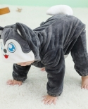 Macacão de flanela infantil em forma de animal Macacão Husky para bebê