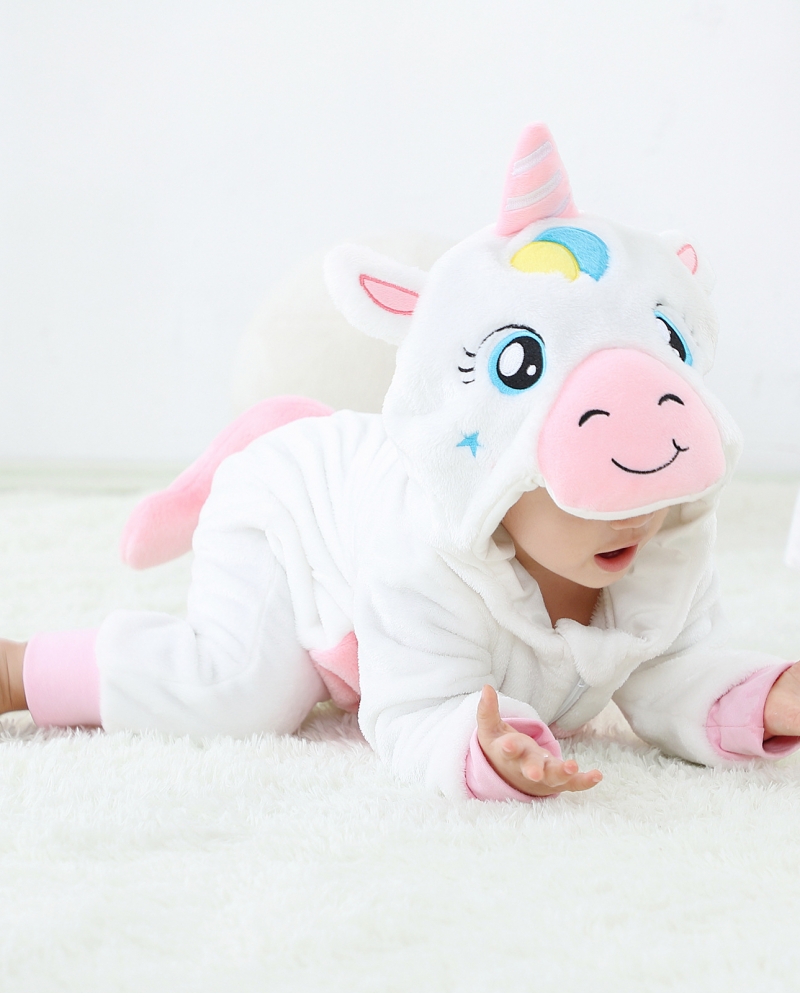Macacão de unicórnio infantil pijama de flanela para bebê