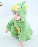 Baby Flannel Clothes Childrens Dinosaur Jumpsuit