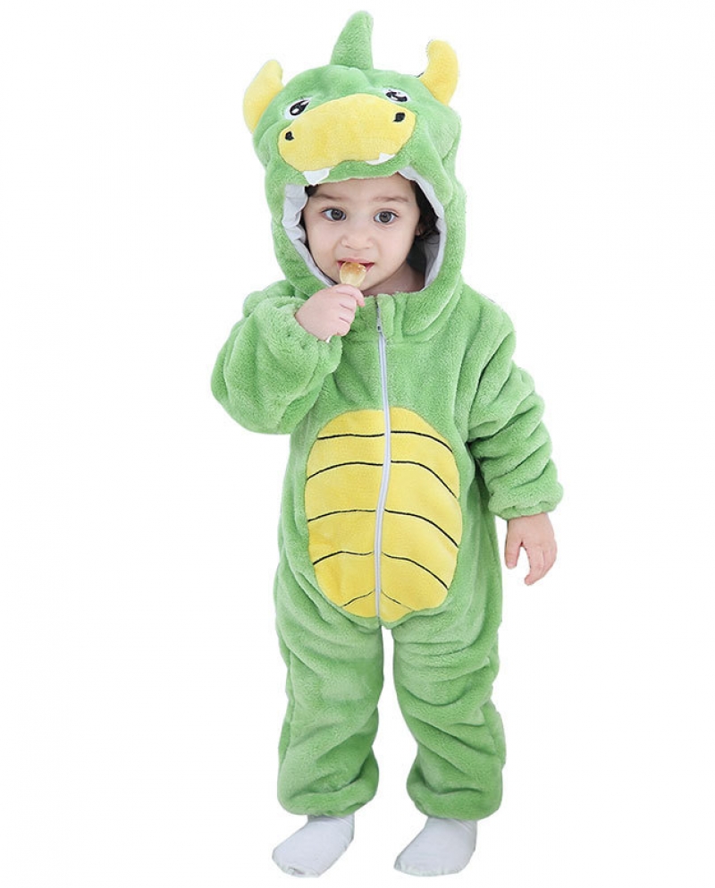 Baby Flannel Clothes Childrens Dinosaur Jumpsuit